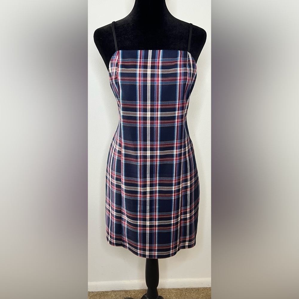 Urban Outfitters Y2K Red White and Blue summer preppy plaid dress petite small - Picture 2 of 8